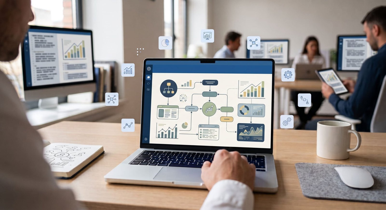 Profesional de negocios trabajando con inteligencia artificial